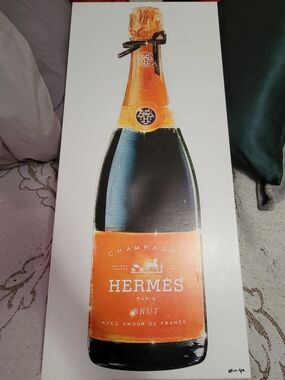 Oliver Gal Champagne Bottle Print - Orange, Black, Gold